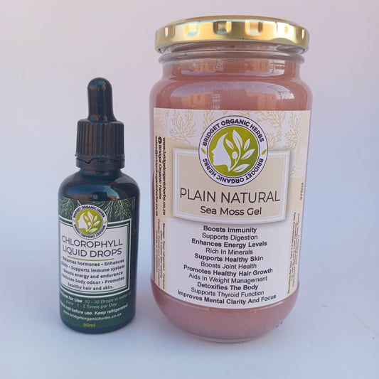 Plain Sea Moss Gel 375 ml  + Liquid Chlorophyll Drops 50 ml