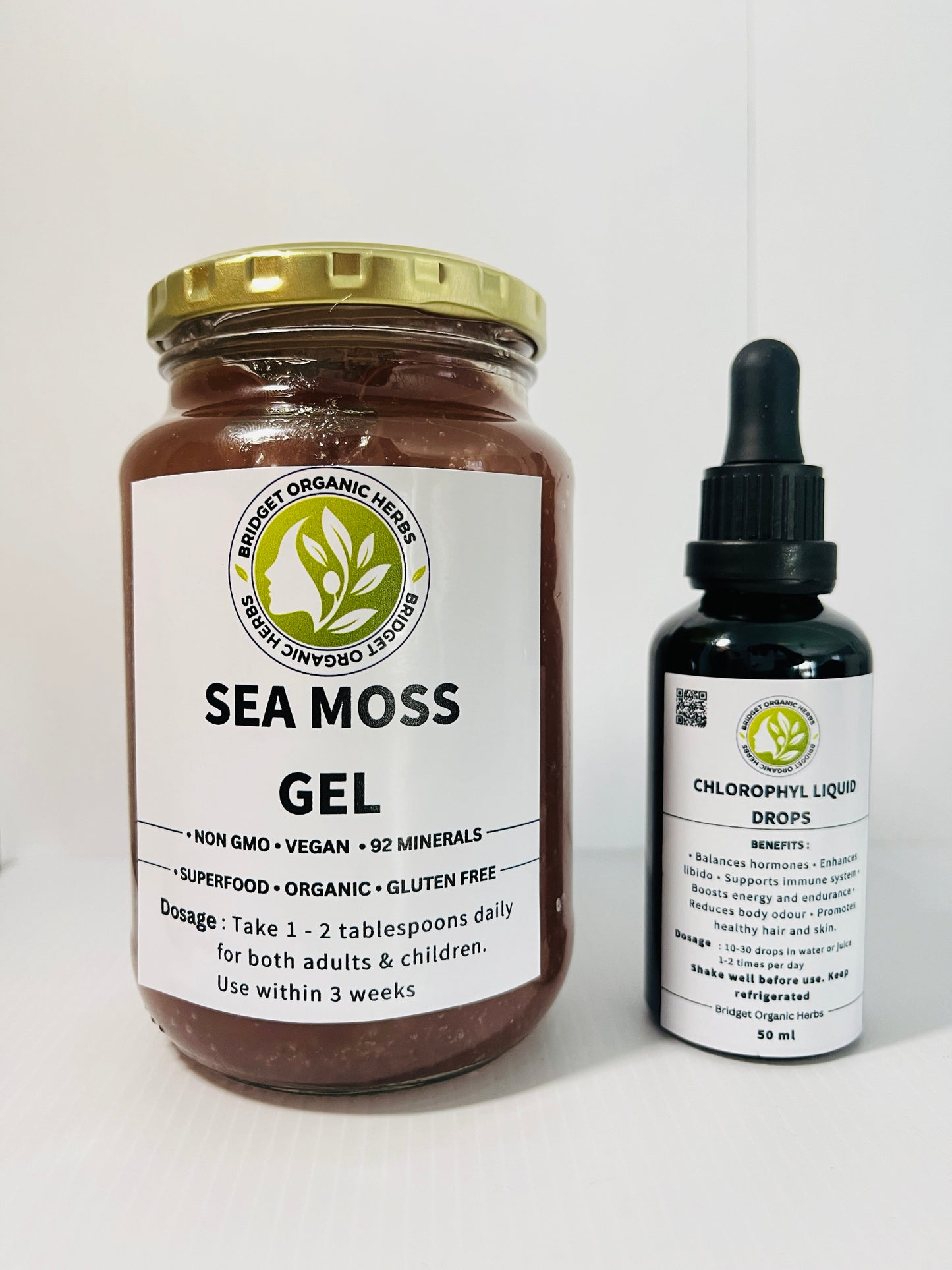 Plain Sea Moss Gel 375 ml  + Liquid Chlorophyll Drops 50 ml