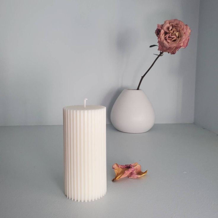 Ribbed Pillar Candle